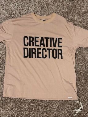 Beige CREATIVE DIRECTOR Short Sleeve Tee - Graphic Front